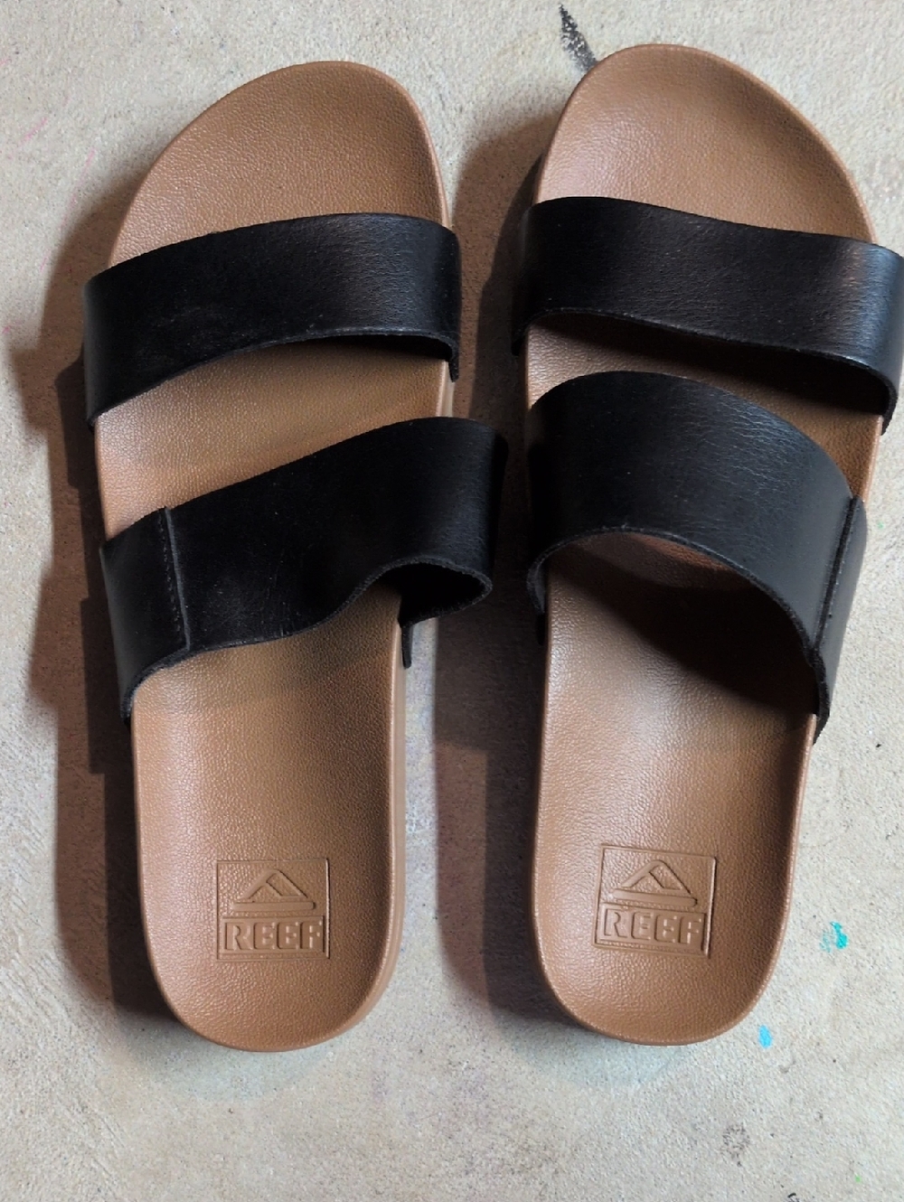 Reef Double-Strap Slide Sandals in Black